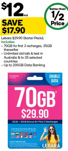Woolworths Lebara Starter Pack offer