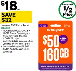 Woolworths Amaysim starter pack offer