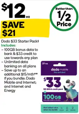 Woolworths Dodo Starter Pack+ offer