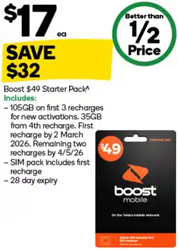 Woolworths Boost Starter Pack offer
