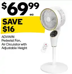 Woolworths ADVWIN Pedestal Fan, Air Circulator with Adjustable Height offer
