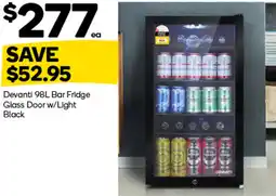 Woolworths Devanti 98L Bar Fridge Glass Door w/Light Black offer