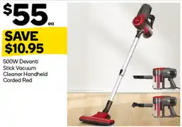 Woolworths 500W Devanti Stick Vacuum Cleaner Handheld Corded Red offer