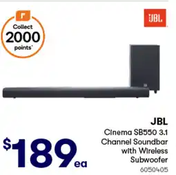Woolworths JBL Cinema SB550 3.1 Channel Soundbar with Wireless Subwoofer offer