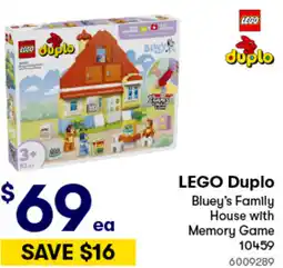Woolworths LEGO Duplo Bluey's Family House with Memory Game offer