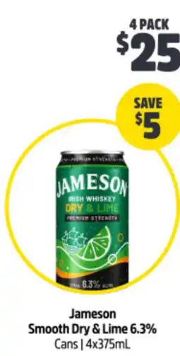 Woolworths Jameson Smooth Dry & Lime 6.3% offer