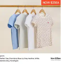 Myer Perfect Tee, Chambray Blue, Icy Grey Heather, White, Deirdre Ditsy, Floral Egret offer