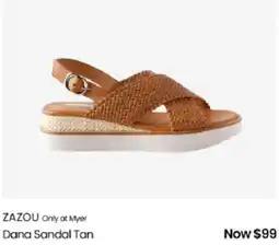 Myer ZAZOU Dana Sandal Tan offer