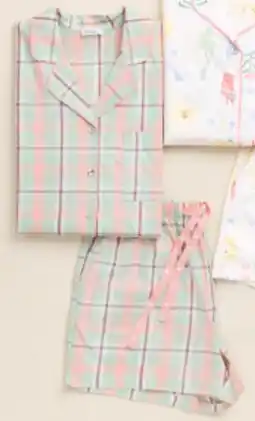 Myer SOHO Core Cotton Sateen S/S Short PJ Set in Pistachio Check Print offer