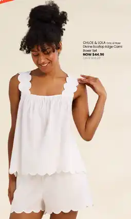 Myer CHLOE & LOLA Divine Scallop Edge Cami Boxer Set offer