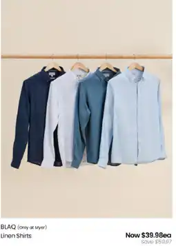 Myer BLAQ Linen Shirts offer