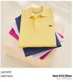 Myer Lacoste l1212 polo's offer