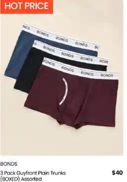 Myer BONDS 3 Pack Guyfront Plain Trunks Assorted offer
