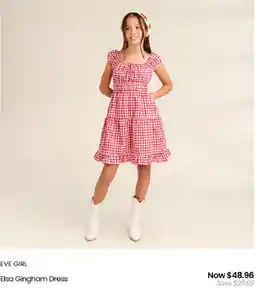 Myer Eve girl Elsa Gingham Dress offer