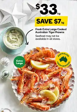 Woolworths Fresh Extra Large Cooked Australian Tiger Prawns offer