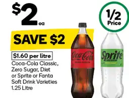 Woolworths Coca-Cola Classic, Zero Sugar, Diet or Sprite or Fanta Soft Drink Varieties offer