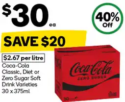 Woolworths Coca-Cola Classic, Diet or Zero Sugar Soft Drink Varieties offer