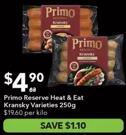 Ritchies Primo Reserve Heat & Eat Kransky Varieties offer