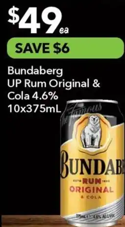 Ritchies Bundaberg UP Rum Original & Cola 4.6% offer