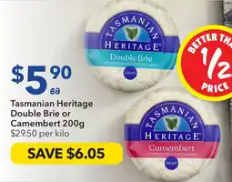 Ritchies Tasmanian Heritage Double Brie or Camembert offer