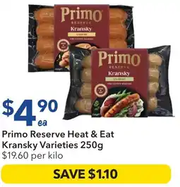 Ritchies Primo Reserve Heat & Eat Kransky Varieties offer