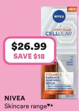 Priceline Nivea skincare range cellular expert filler offer