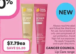 Priceline Cancer council lip care range offer