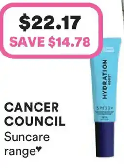 Priceline Cancer council suncare range offer