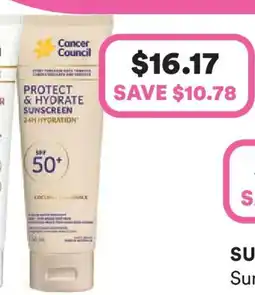 Priceline Cancer council protect & hydrate sunscreen offer