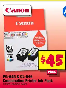 JB Hi-Fi Canon pg 645 & 646 combination printer ink pack offer
