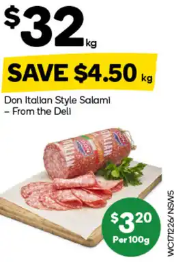 Woolworths Don Italian Style Salami - From the Deli offer