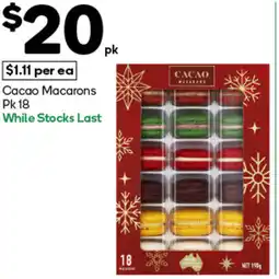 Woolworths Cacao macarons pk 18 offer