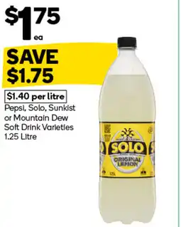 Woolworths Pepsi, Solo, Sunkist or Mountain Dew Soft Drink Varieties offer