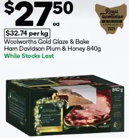 Woolworths Woolworths Gold Glaze & Bake Ham Davidson Plum & Honey offer