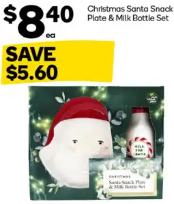 Woolworths Christmas Santa Snack Plate & Milk Bottle Set offer