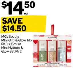 Woolworths MCoBeauty Mini Grip & Glow Trio Pk Mini Hydrate & Glow Set Pk 2 offer