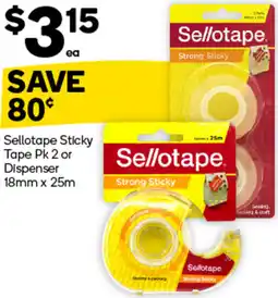 Woolworths Sellotape Sticky Tape Pk 2 or Dispenser offer