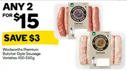 Woolworths Woolworths Premium Butcher Style Sausage Varieties offer