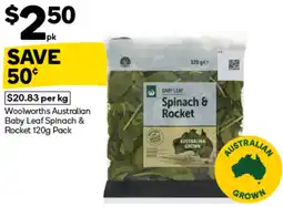 Woolworths Woolworths Australian Baby Leaf Spinach & Rocket Pack offer