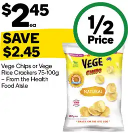 Woolworths Vege Chips or Vege Rice Crackers offer