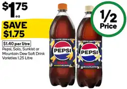 Woolworths Pepsi, Solo, Sunkist or Mountain Dew Soft Drink offer