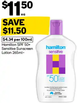 Woolworths Hamilton spf 50+ sensitive sunscreen lotion offer