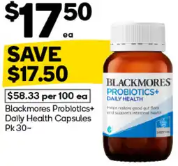 Woolworths Blackmores Probiotics+ Daily Health Capsules Pk 30 offer