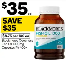 Woolworths Blackmores Odourless Fish Oil Capsules Pk 400 offer