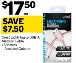 Woolworths Crest lightning to usb-a metallic cable offer