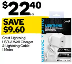 Woolworths Crest lightning usb-a wall charger & lightning cable offer