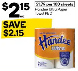 Woolworths Handee Ultra Paper Towel Pk 2 offer