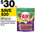 Woolworths Fairy 5 Power Action Dishwasher Tablets offer