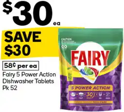 Woolworths Fairy 5 Power Action Dishwasher Tablets offer