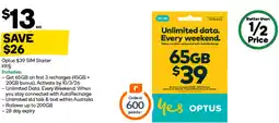 Woolworths Optus $39 SIM Starter Kit offer